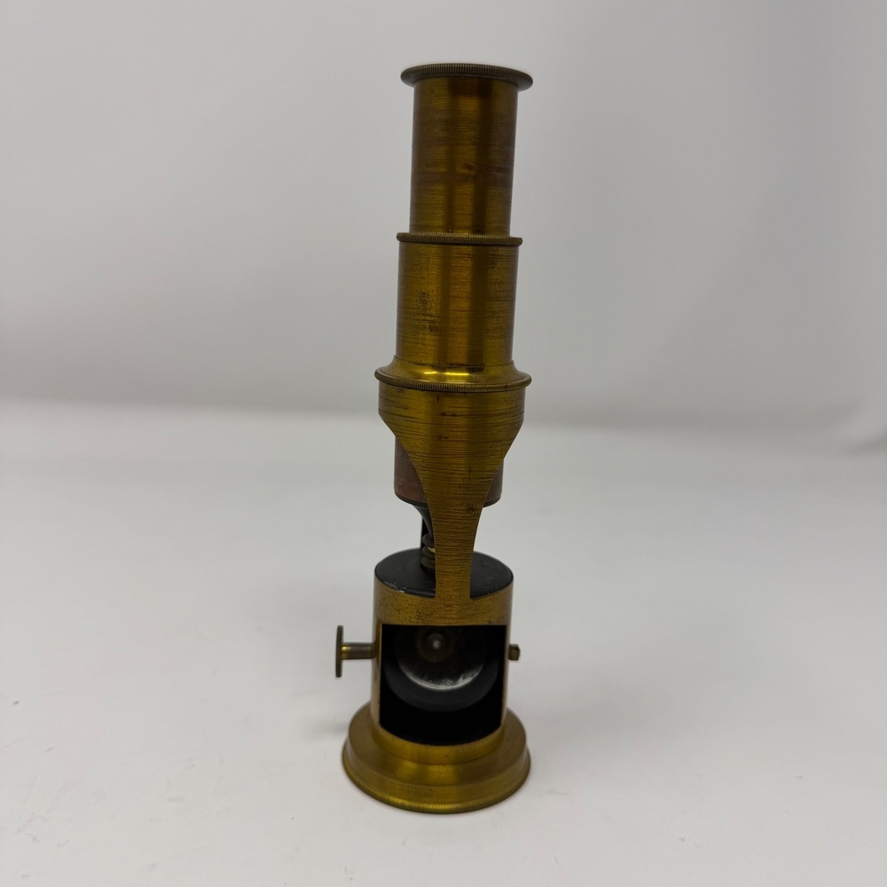 Antique Brass Drum Microscope Victorian Field Scientific Instrument Aged Patina